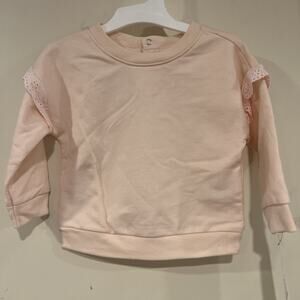 Cat And Jack Peach Sweatshirt Baby Girl 6-9M Ruffle Sleeve NWT
